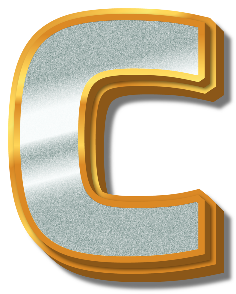 3D Elegant Gold Silver Alphabet Letter C png