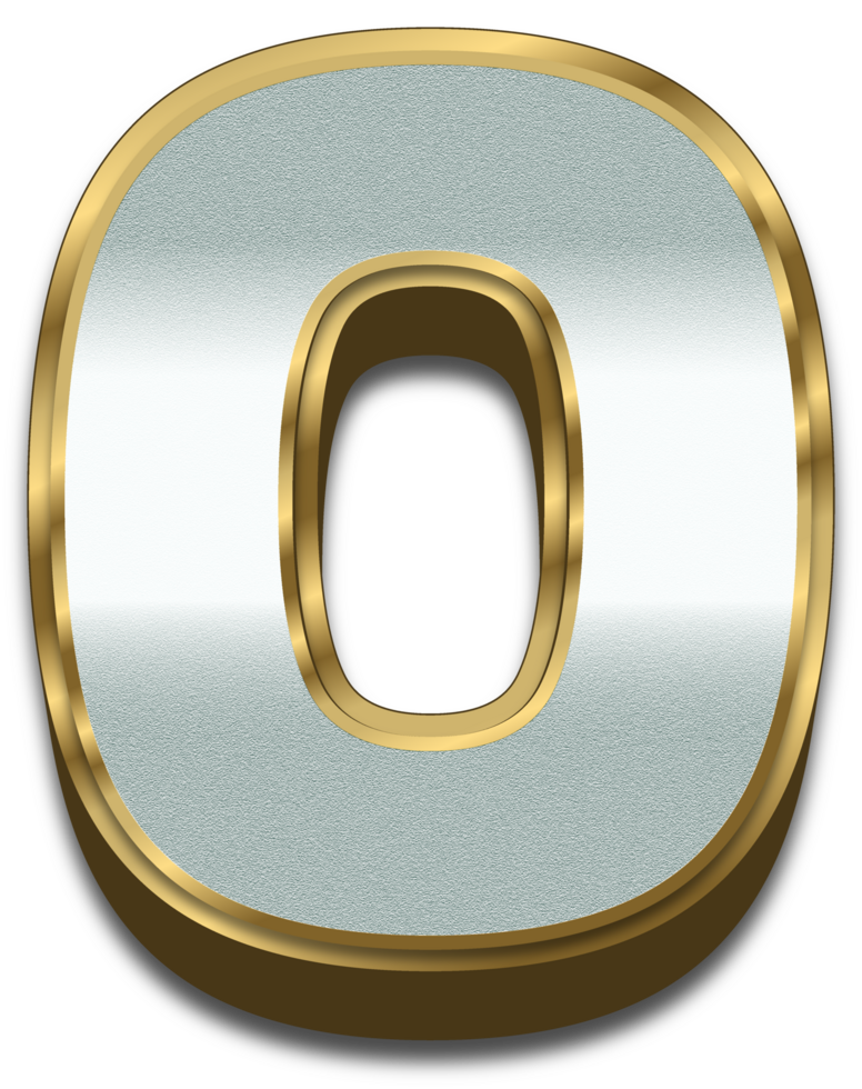 3D Gold Silver Gradient Alphabet Number 0 34097680 PNG