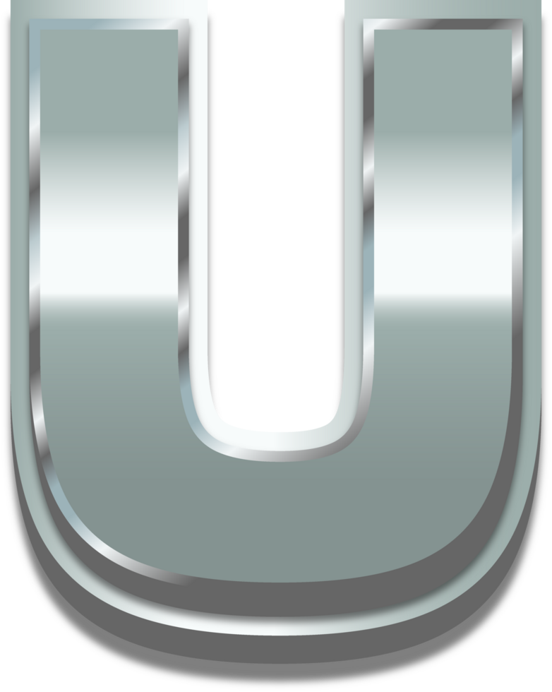 3D Silver Alphabet Letter U png