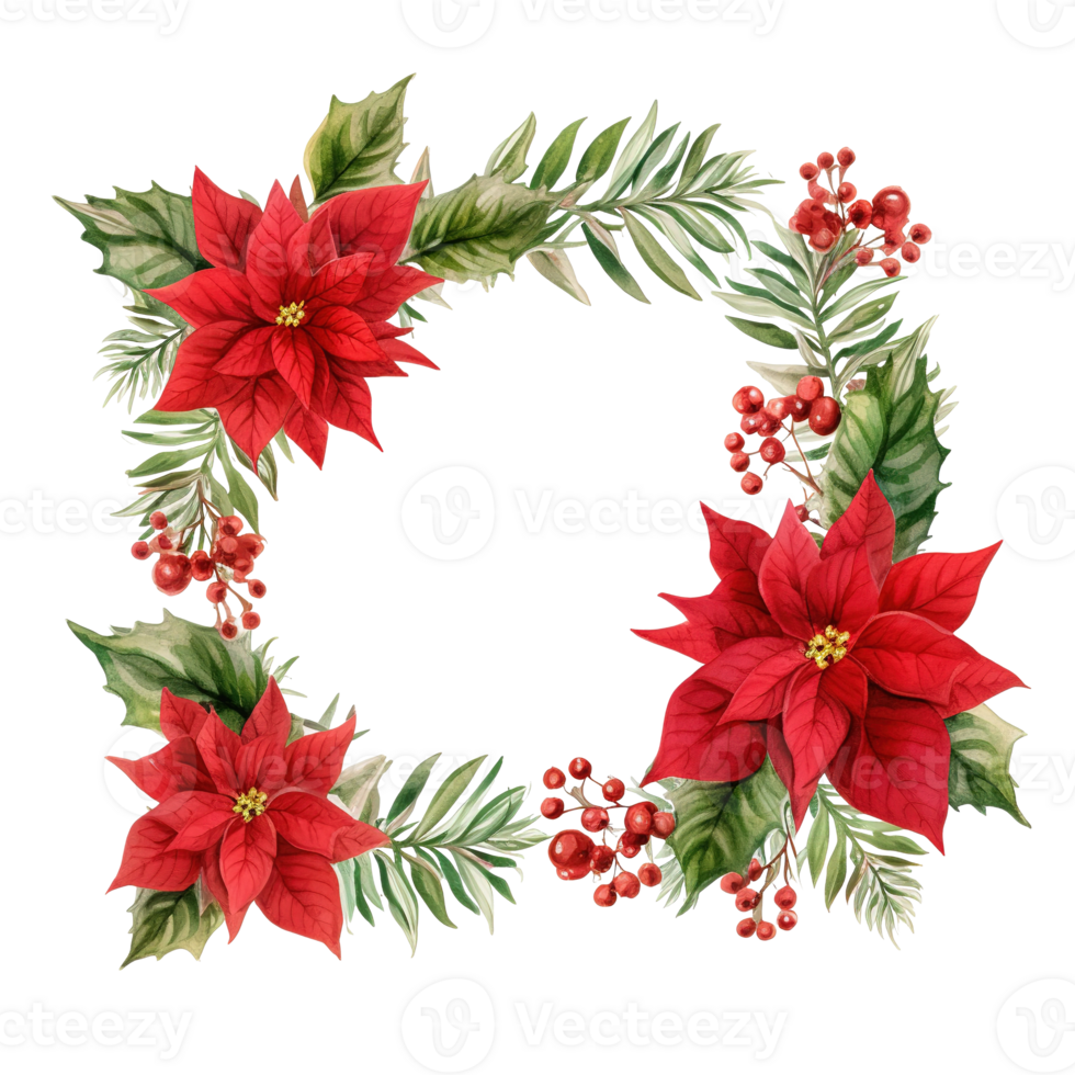 Frame For Christmas Event. Watercolor Style. AI Generated png