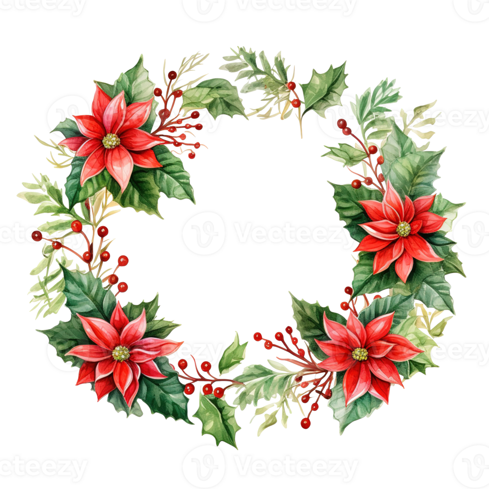 Frame For Christmas Event. Watercolor Style. AI Generated png