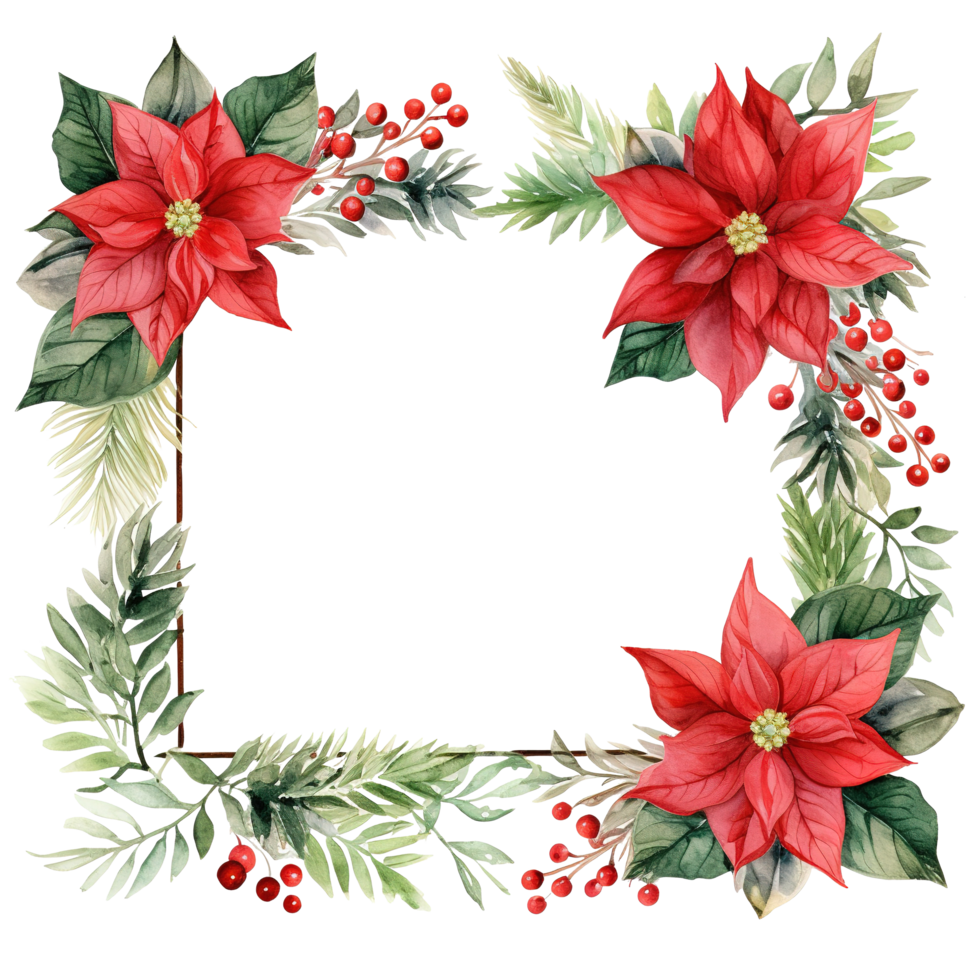 Frame For Christmas Event. Watercolor Style. AI Generated png
