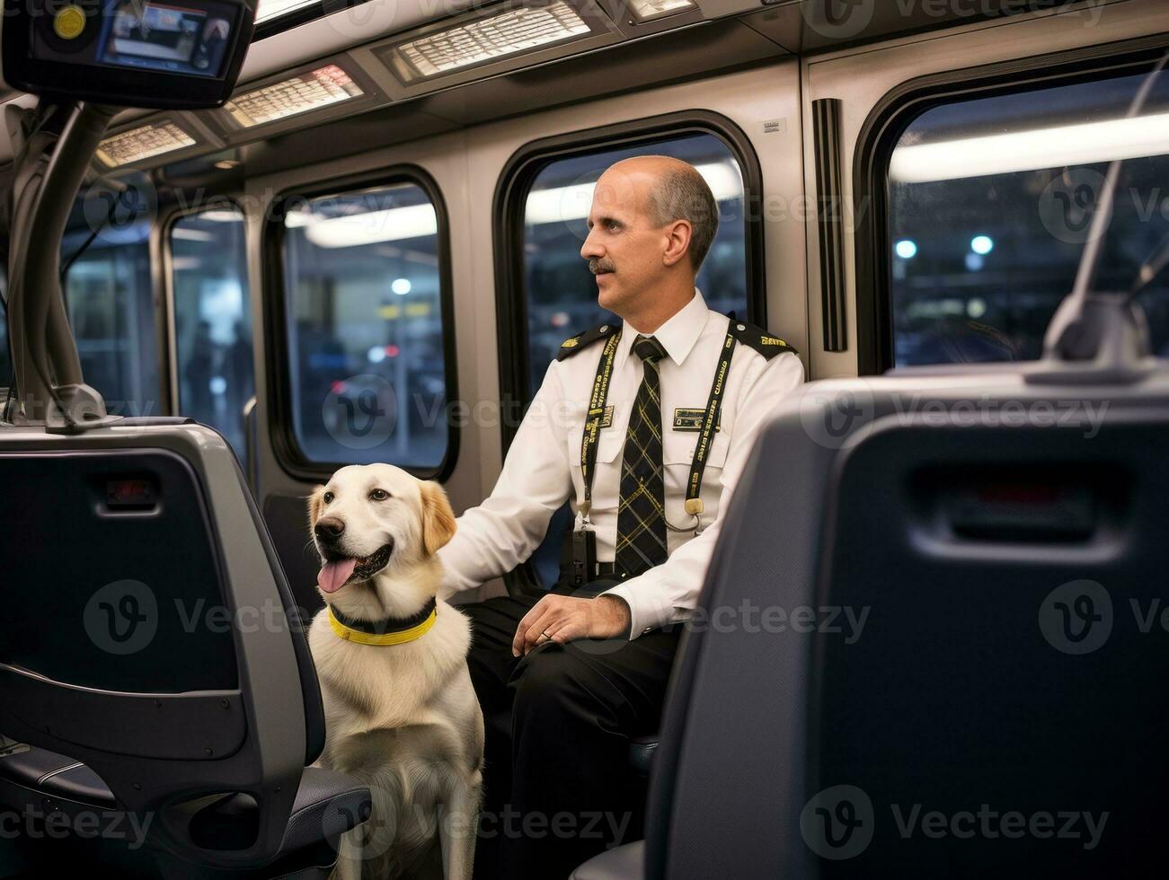 Proud service dog assisting its owner with a disability AI Generative photo