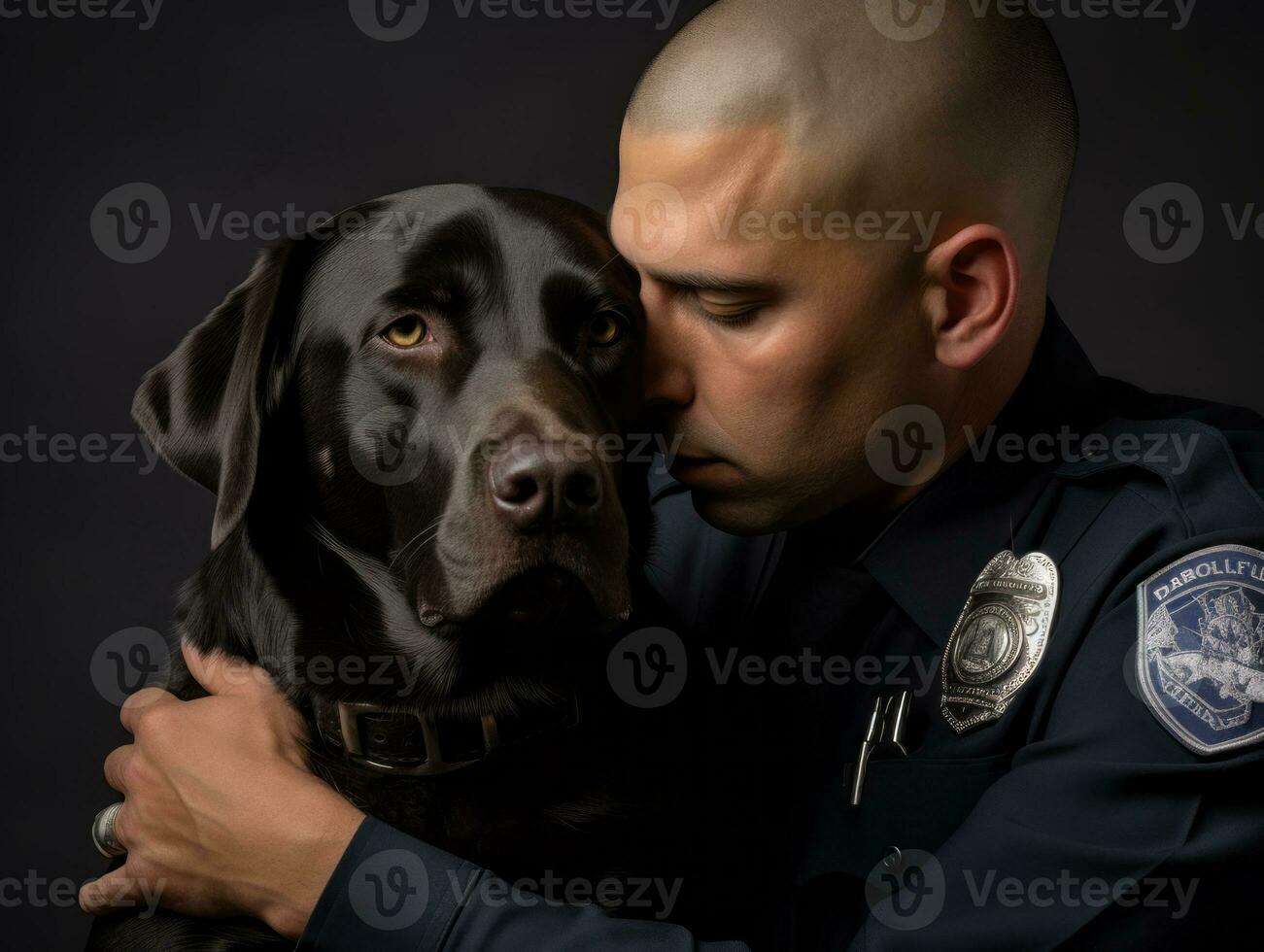 Proud service dog assisting its owner with a disability AI Generative photo