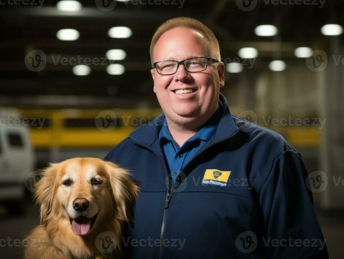 Proud service dog assisting its owner with a disability AI Generative photo