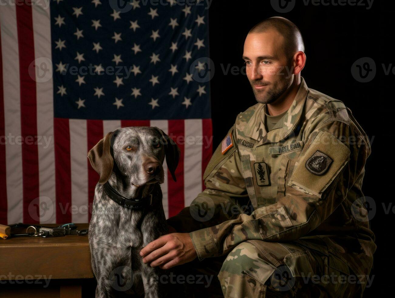 Proud service dog assisting its owner with a disability AI Generative photo