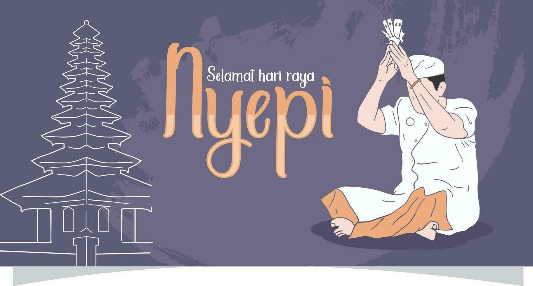 silencio día o nyepi día bali Indonesia ilustración vector