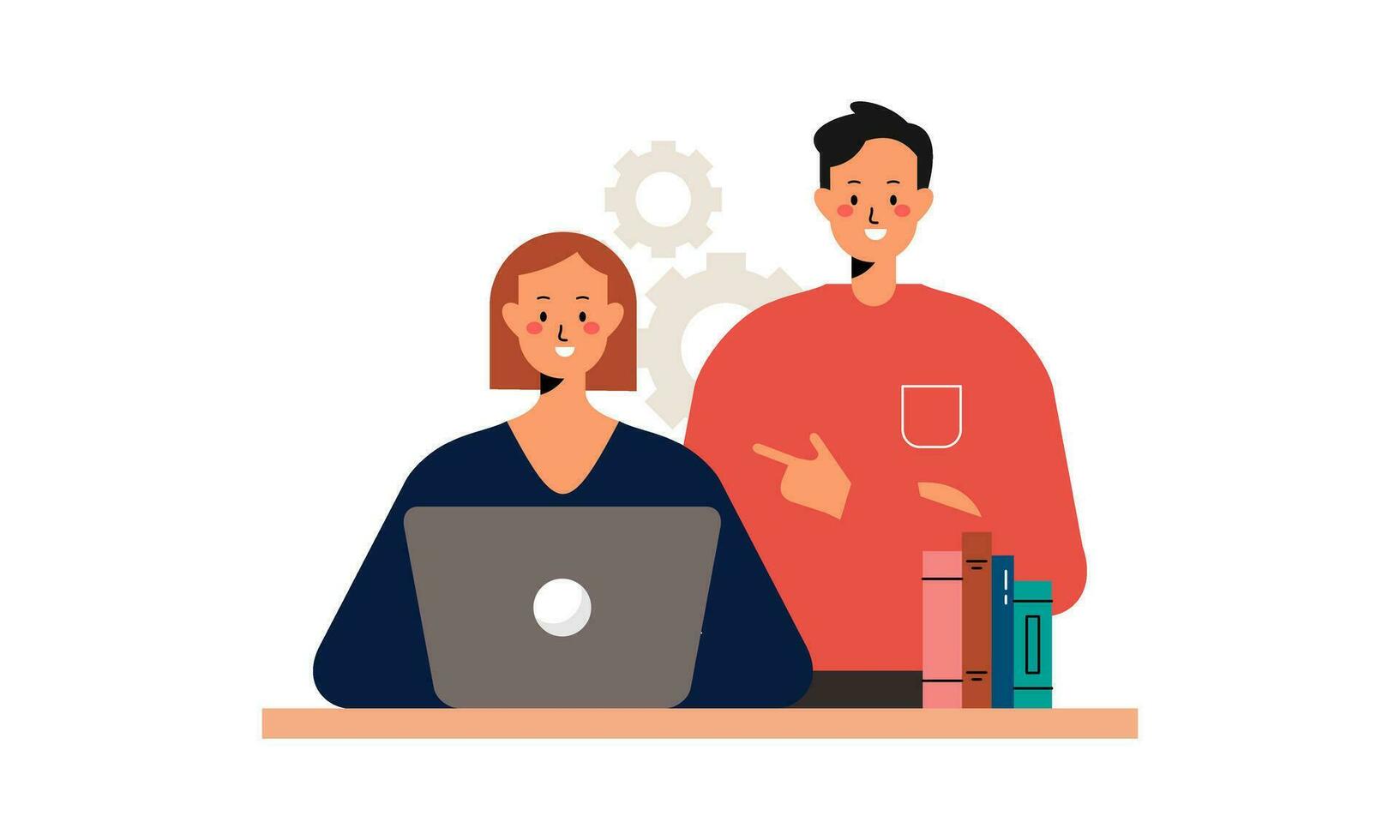 Office Worker Having Discussion with Colleague. Business Discussion Concept Flat Design Illustration vector