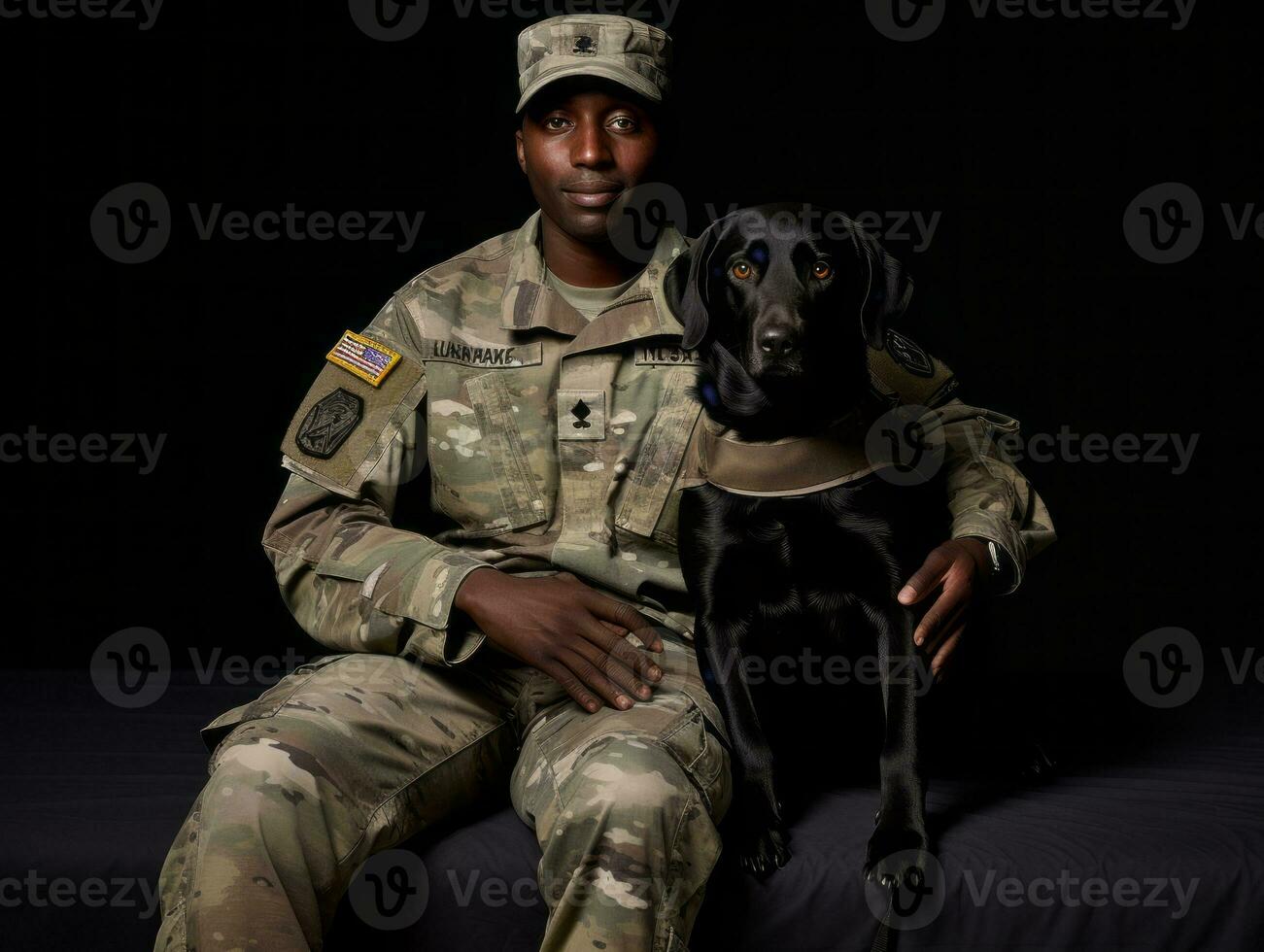 Proud service dog assisting its owner with a disability AI Generative photo