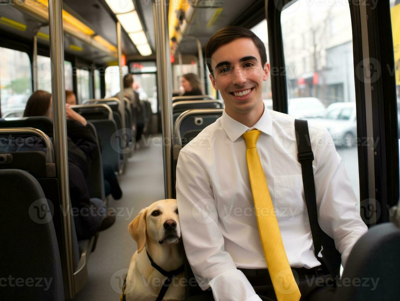 Proud service dog assisting its owner with a disability AI Generative photo
