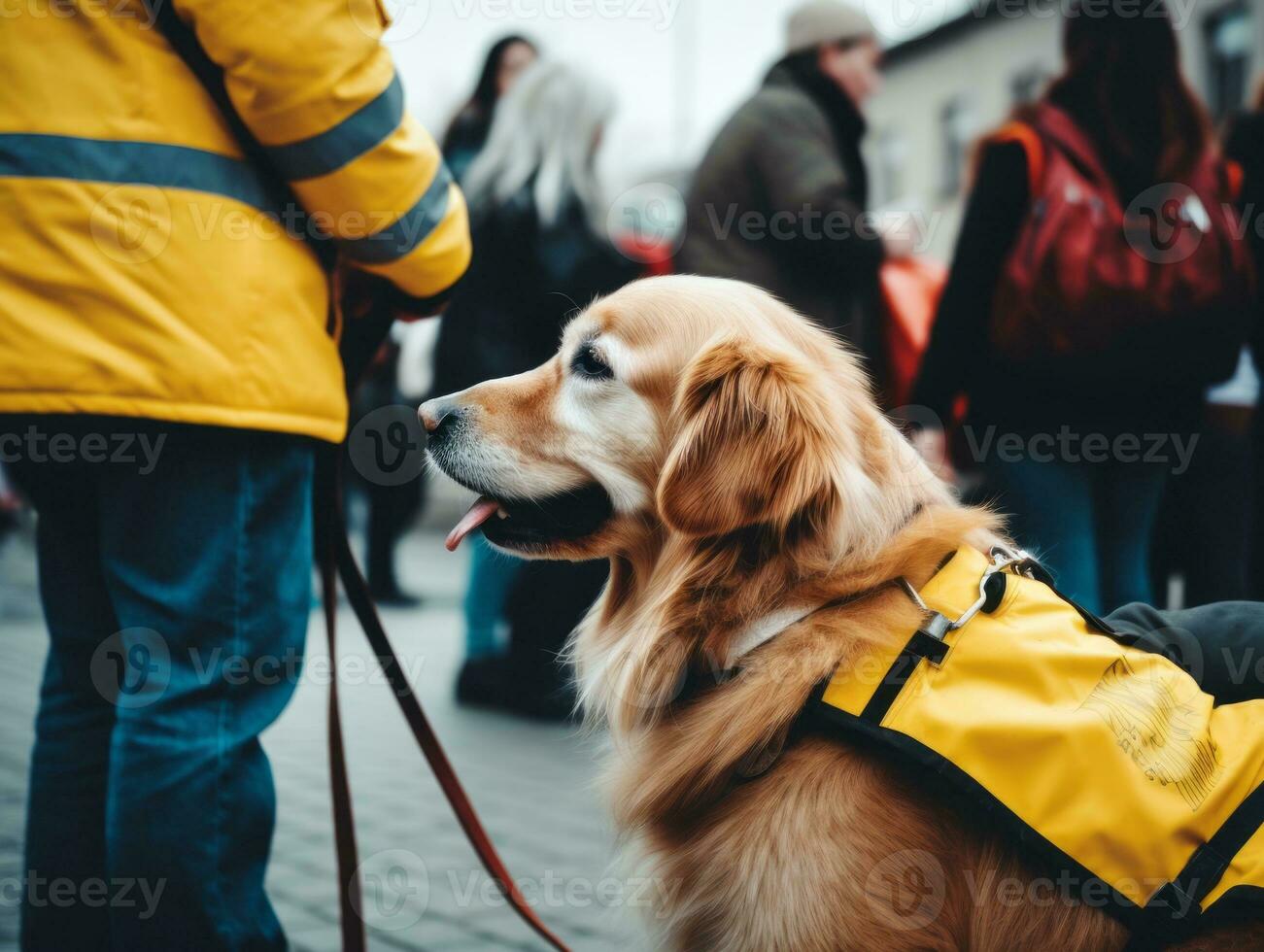 Proud service dog assisting its owner with a disability AI Generative photo