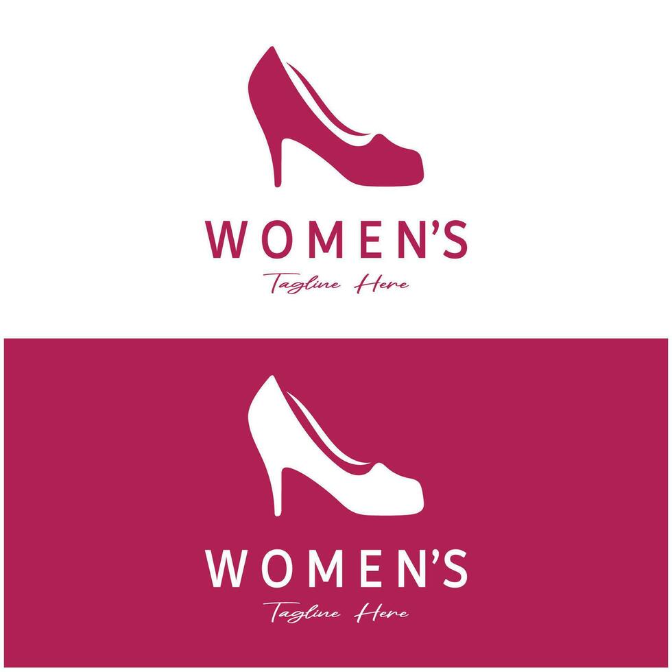 Logo for women's high heel shoes that is elegant and luxurious and feminine. Logo for business, women's shoe shop, fashion, shoe company, beauty. vector