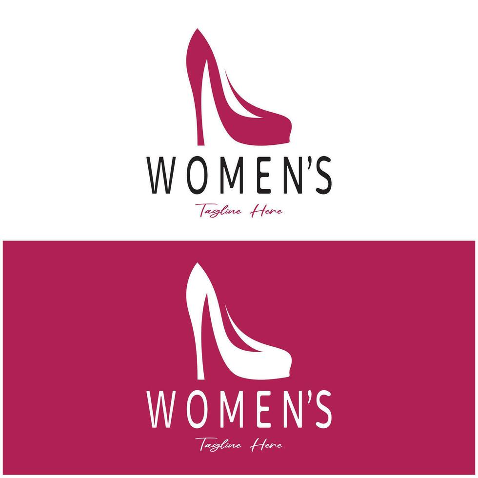 Logo for women's high heel shoes that is elegant and luxurious and feminine. Logo for business, women's shoe shop, fashion, shoe company, beauty. vector