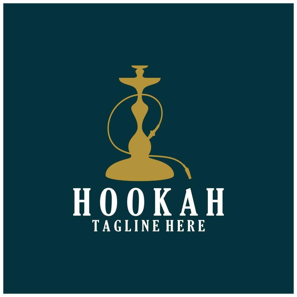 Vintage hookah, shisha or water pipe logo silhouette for club, bar,cafe,vape and shop. vector