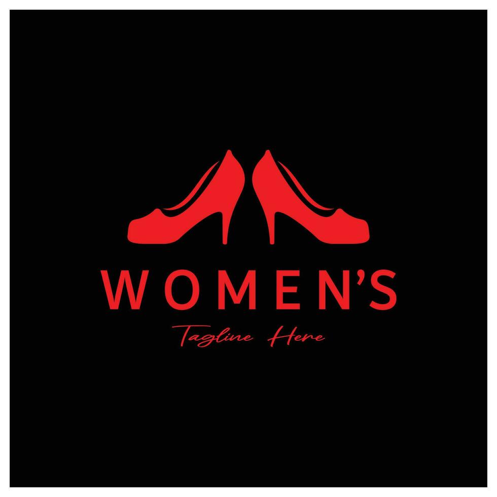 Logo for women's high heel shoes that is elegant and luxurious and feminine. Logo for business, women's shoe shop, fashion, shoe company, beauty. vector