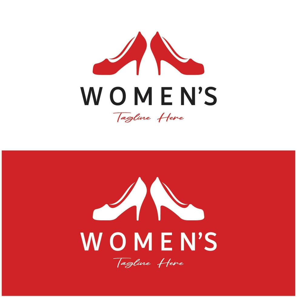 Logo for women's high heel shoes that is elegant and luxurious and feminine. Logo for business, women's shoe shop, fashion, shoe company, beauty. vector