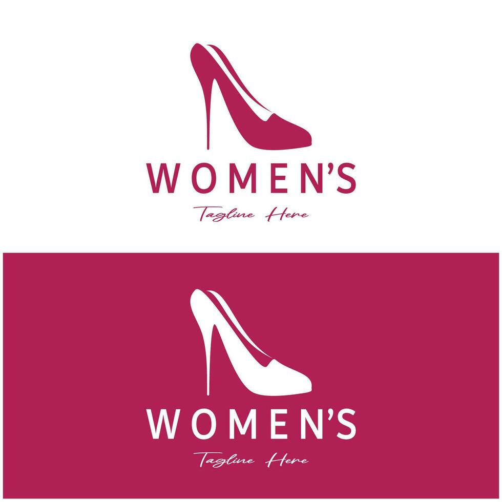 Logo for women's high heel shoes that is elegant and luxurious and feminine. Logo for business, women's shoe shop, fashion, shoe company, beauty. vector