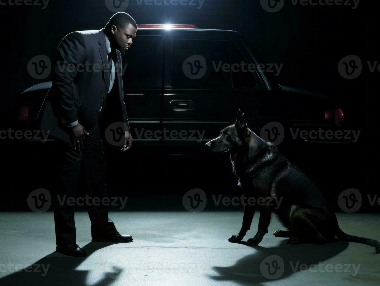 Proud service dog assisting its owner with a disability AI Generative photo
