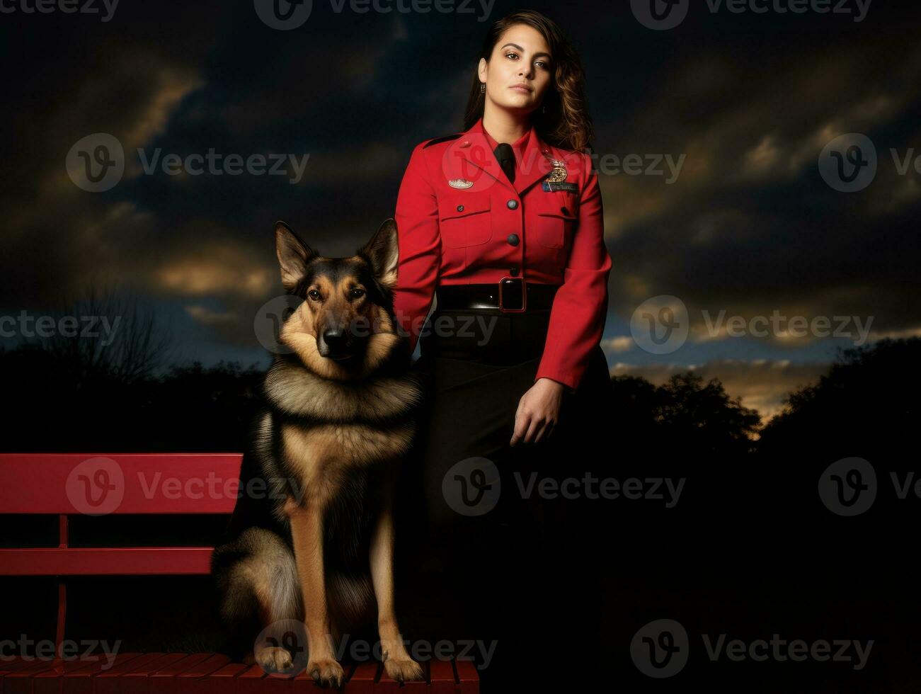 Proud service dog assisting its owner with a disability AI Generative photo