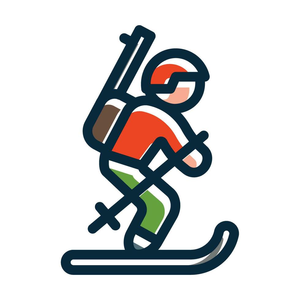 Biathlon Vector Thick Line Filled Dark Colors
