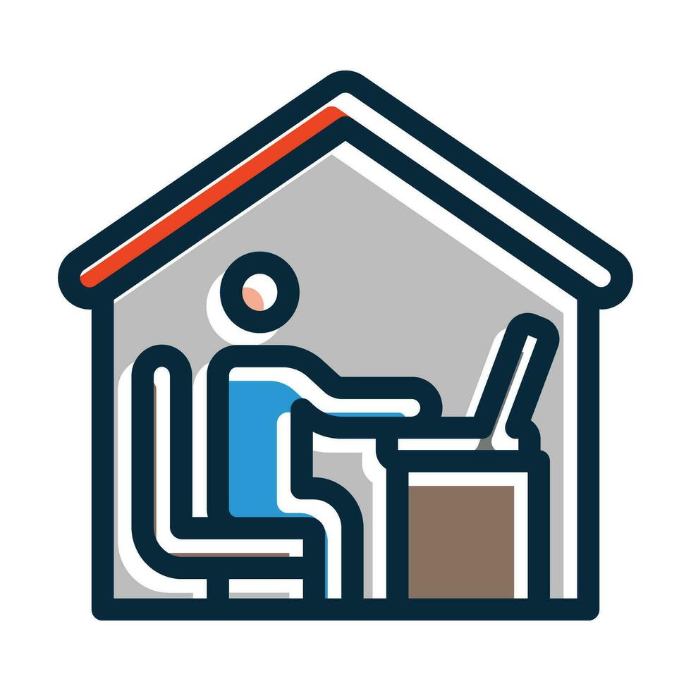 Working At Home Vector Thick Line Filled Dark Colors