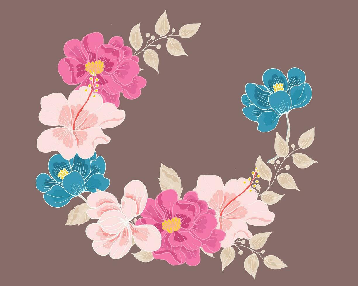 Hand Drawn Tropical Flower Wreath vector