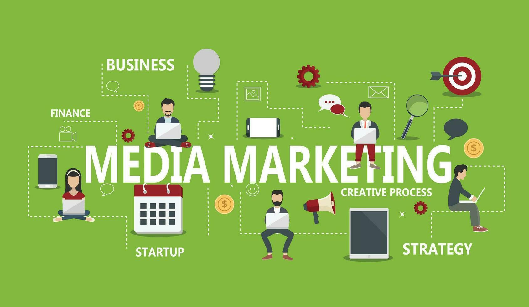 Media marketing concept. Flat vector illustration.
