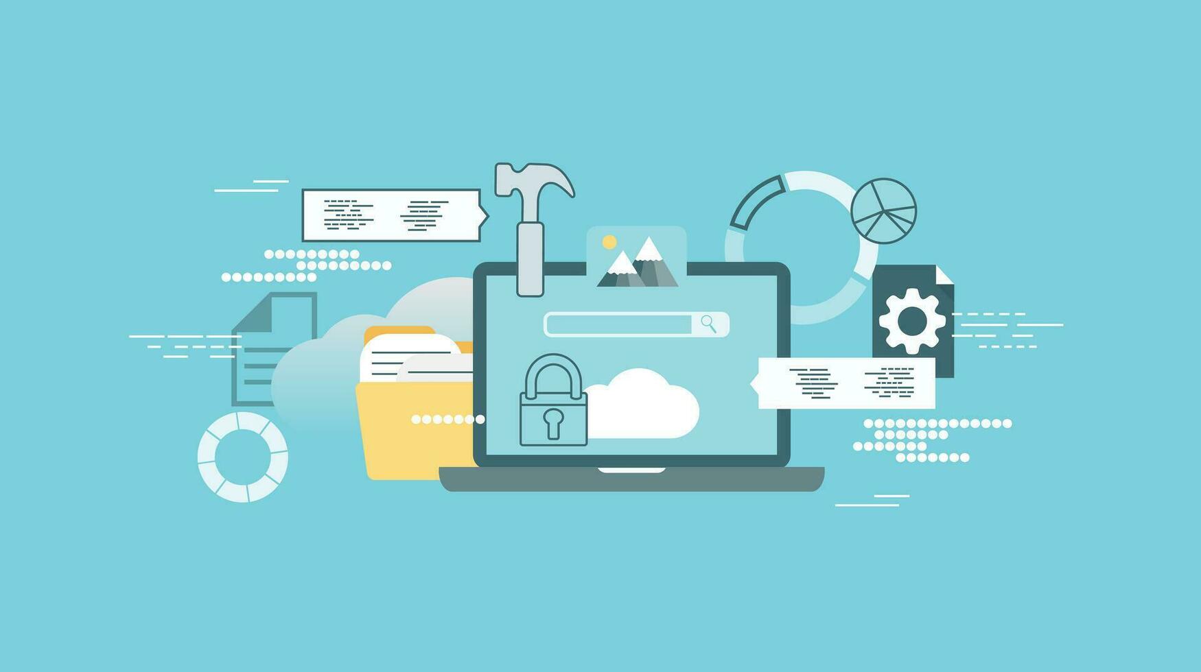 Cloud technology banner. Flat vector illustration