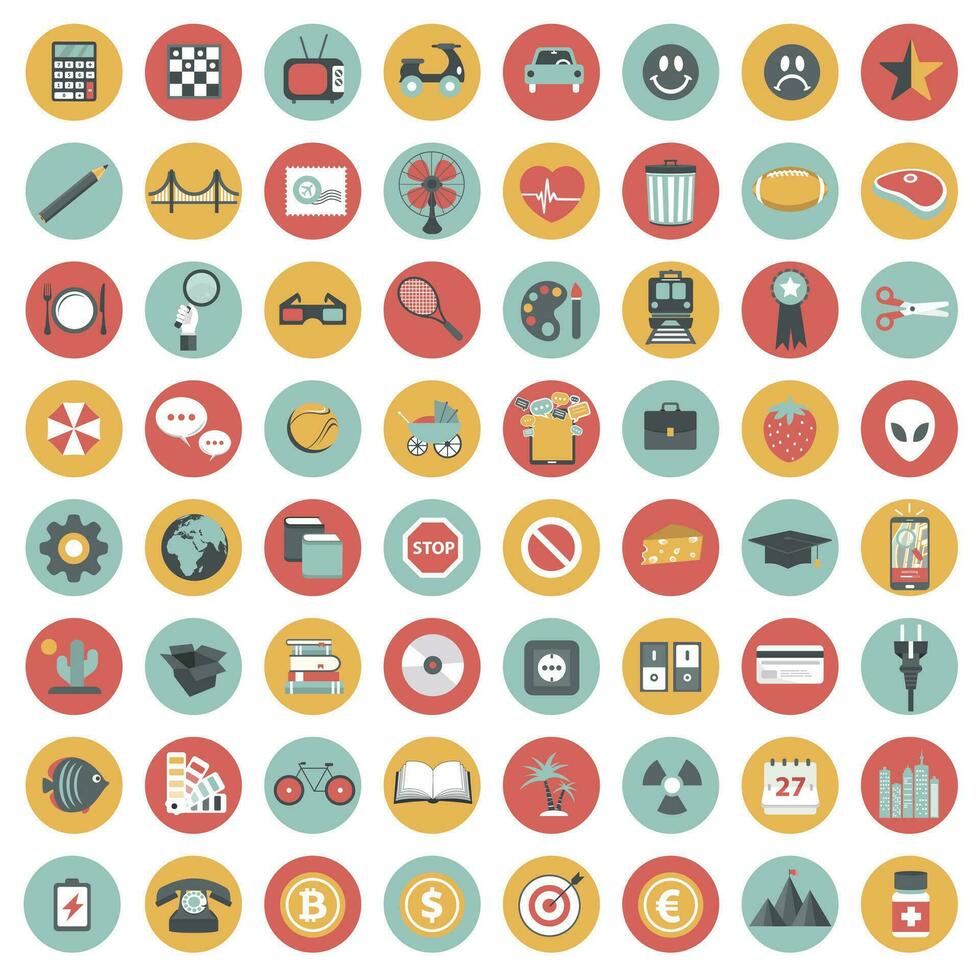 Icon set for websites and mobile applications. Universal set. Flat vector illustration