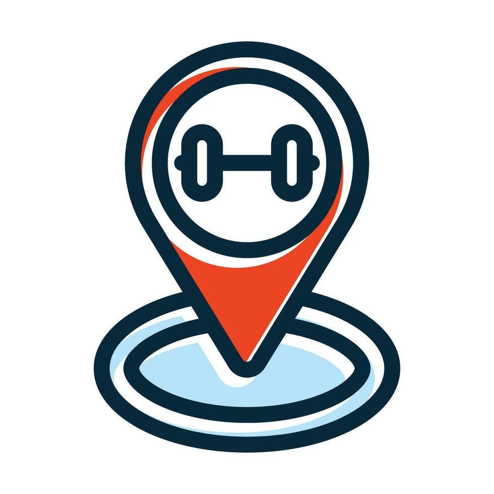 Gym Location Vector Thick Line Filled Dark Colors