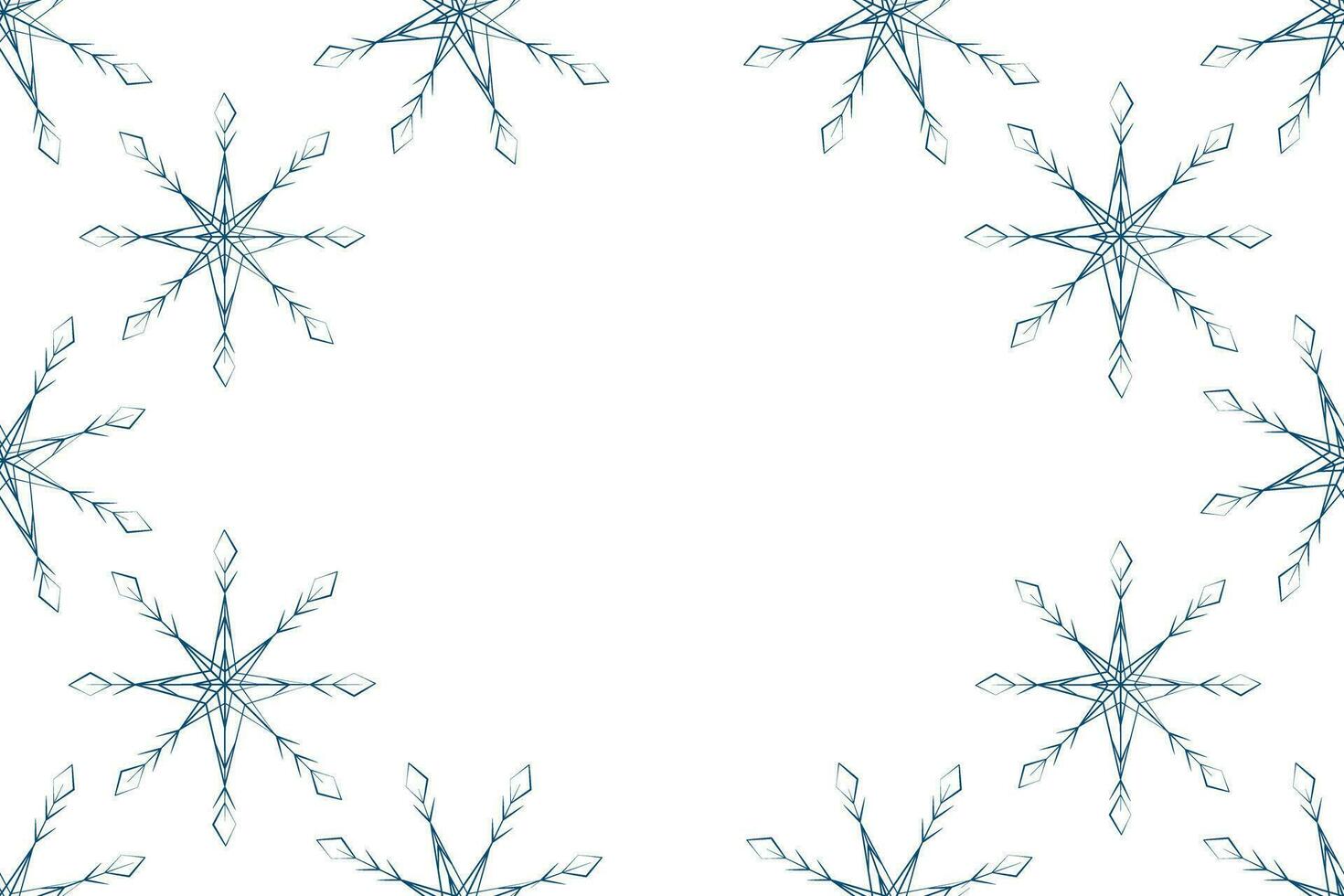 Abstract frame border of patterned snowflakes with copy space. Template for lettering or greetings vector