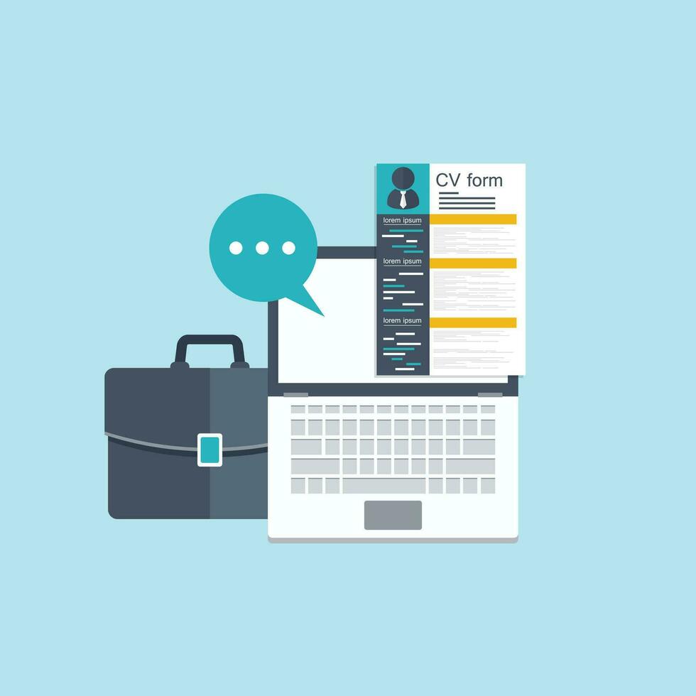 Human resources management concept, searching professional staff, analyzing resume papers, work. Flat vector illustration.