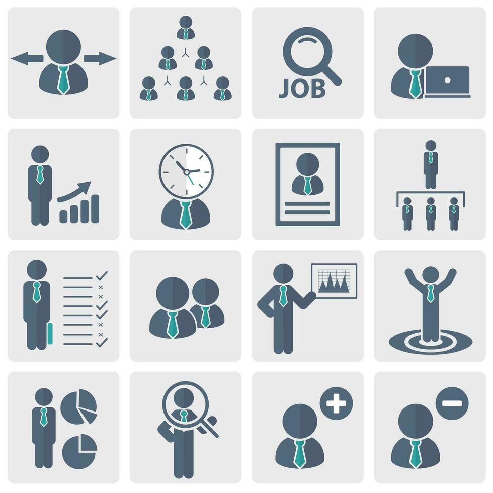 Human resources and management Icon set. Flat vector illustration