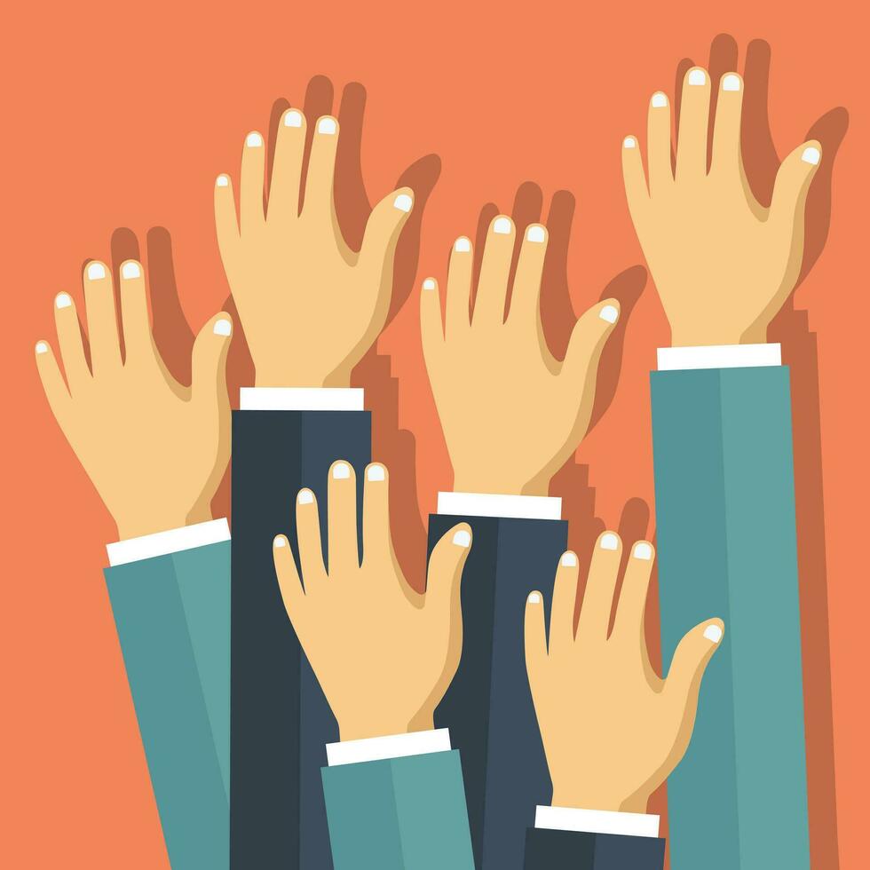 Volunteering concept. Hand raised up. Flat vector illustration