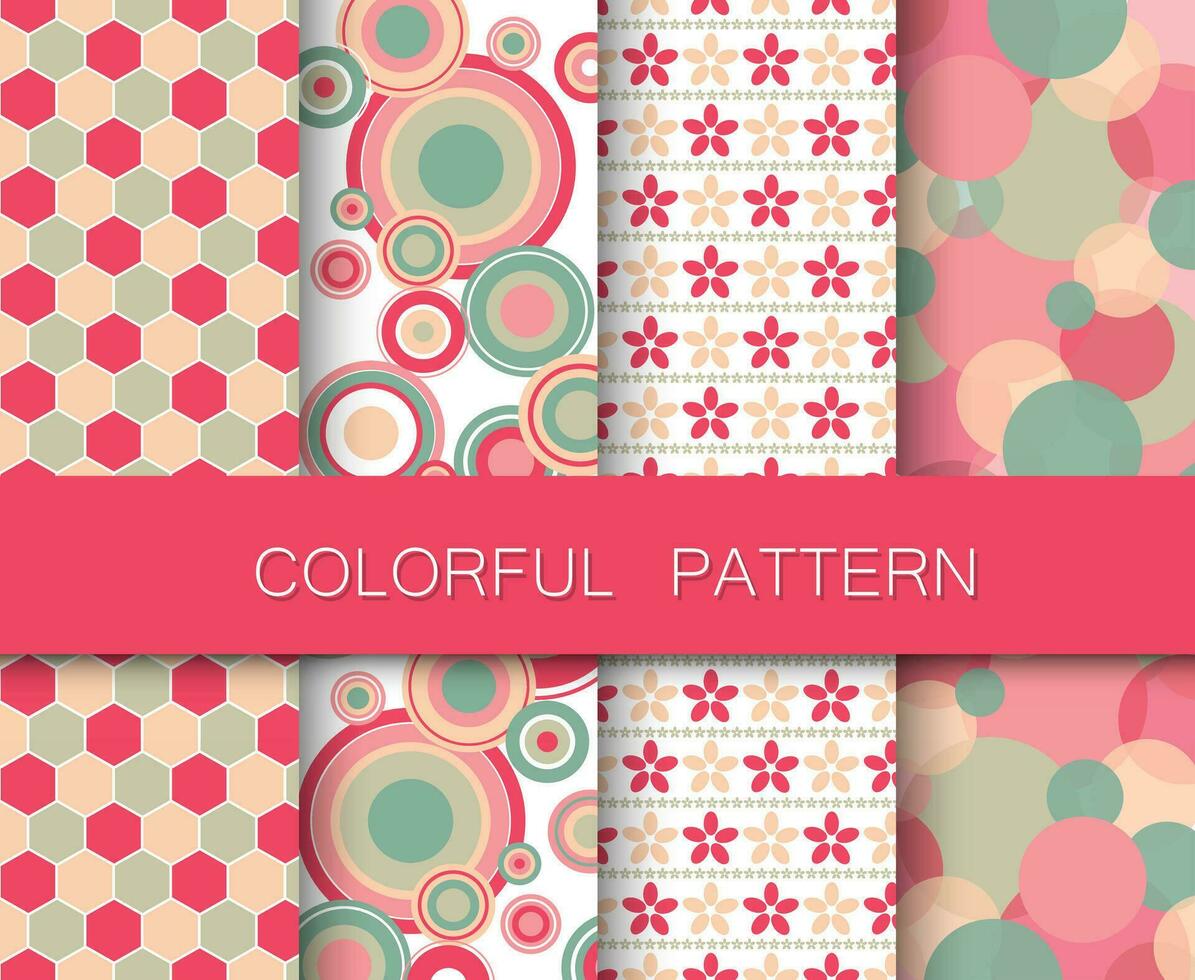 Colorful pattern set. Background patterns for fabric and paper. Flat vector illustration