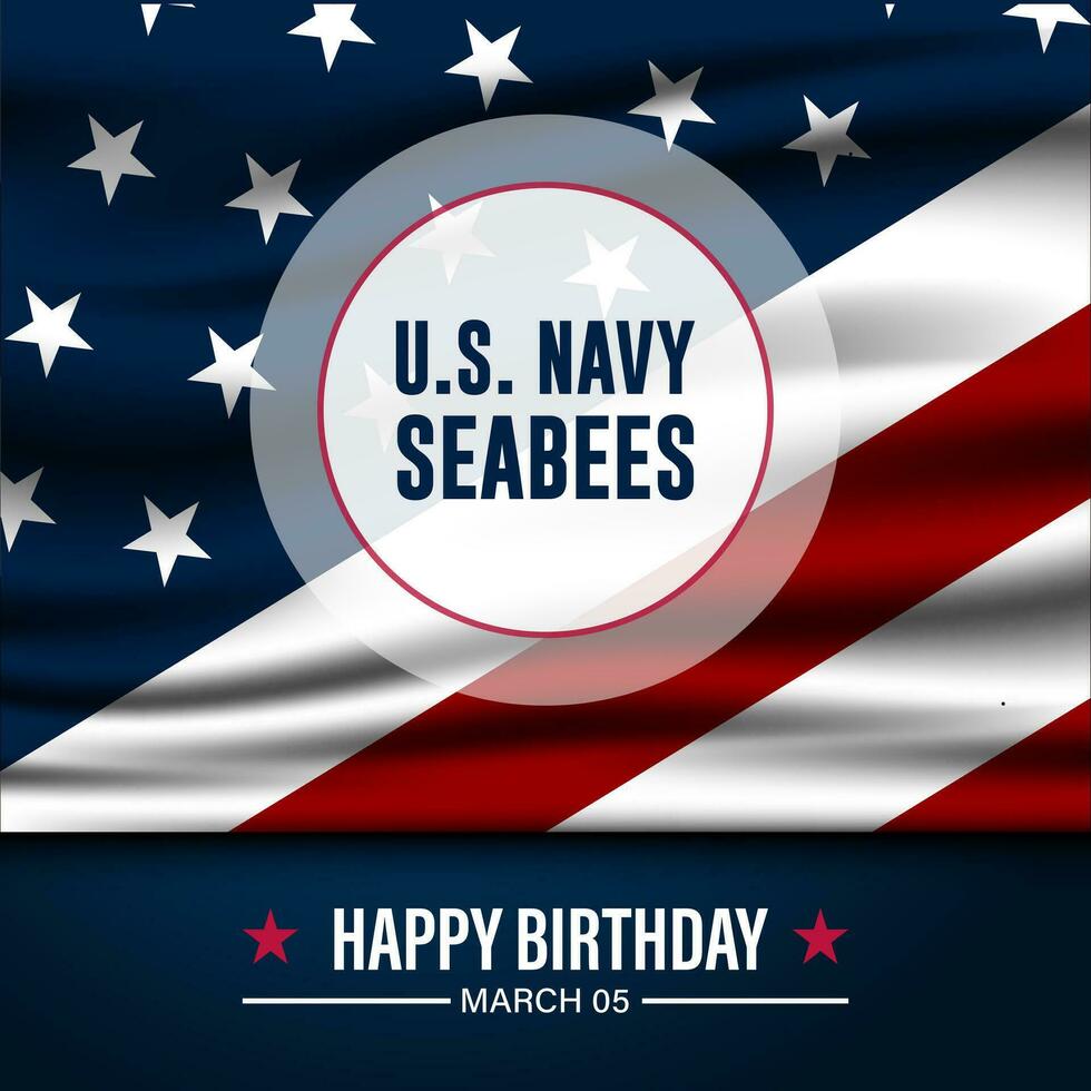 Happy  Birthday US Navy Seabees March 05 Background Vector Illustration