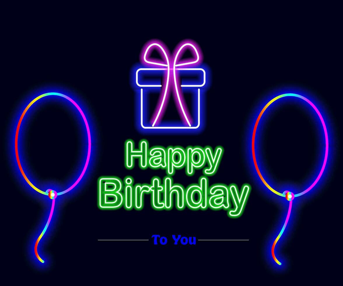 Happy Birthday Neon Text Vector. Happy birthday neon sign, design template, modern trend design, night neon signboard, night bright advertising, light banner. Editing text neon sign. vector