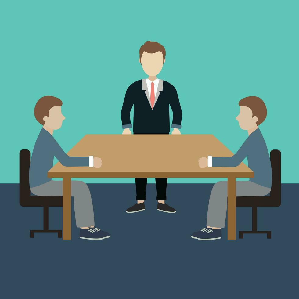 Business meeting, presentation or conference in office. Business people discussing about business plans concept. Flat vector illustration