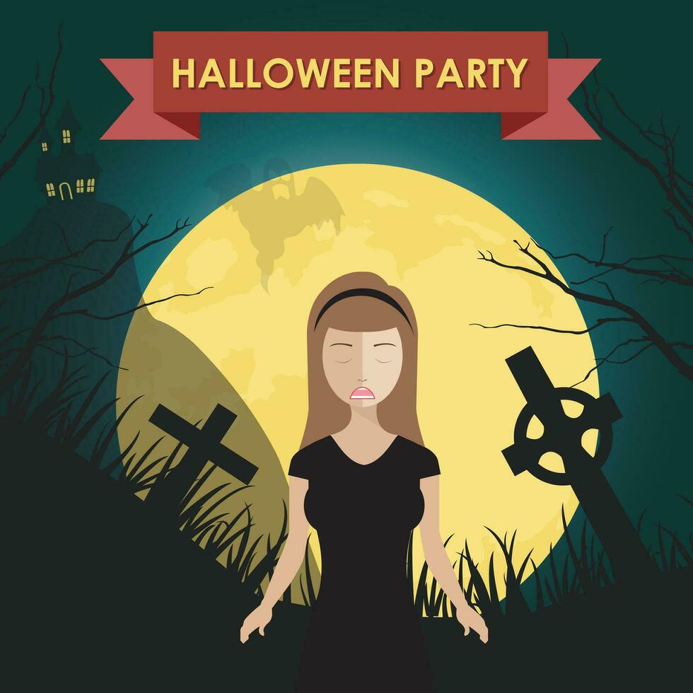 Halloween poster. Flat vector illustration