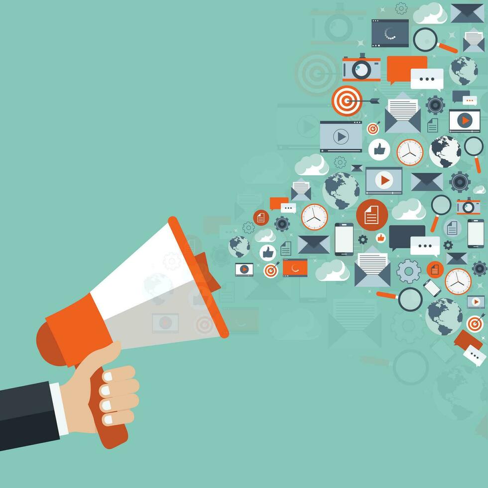 Digital marketing concept. Flat vector illustration.