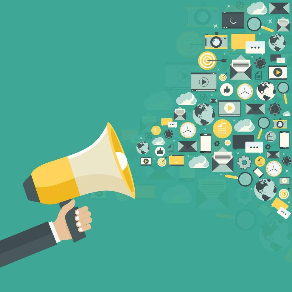 Digital marketing concept. Flat vector illustration.