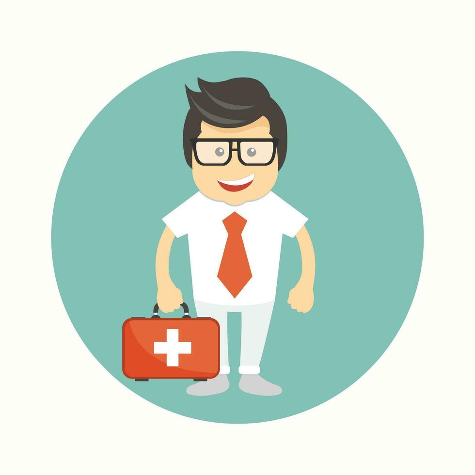 Male doctor icon. Cartoon avatar. Flat vector illustration