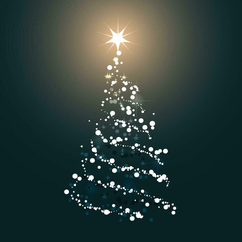 Christmas tree icon. Glowing Christmas tree poster. Flat vector illustration