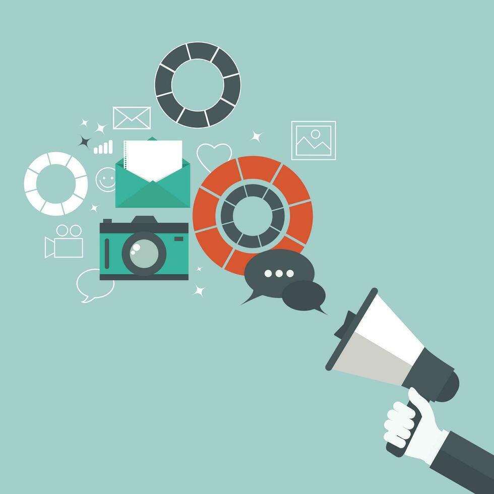 Digital marketing concept. Flat vector illustration.