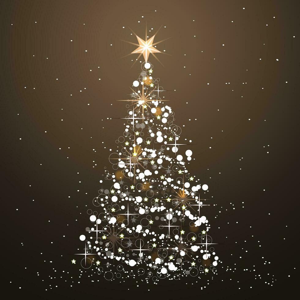 Christmas tree icon. Glowing Christmas tree poster. Flat vector illustration