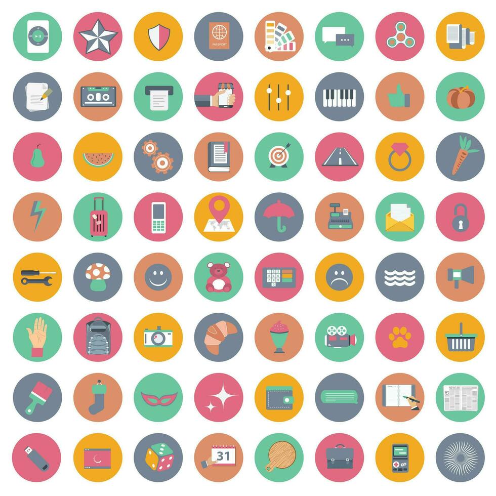 Universal icon set for websites and mobile applications. Flat vector illustration