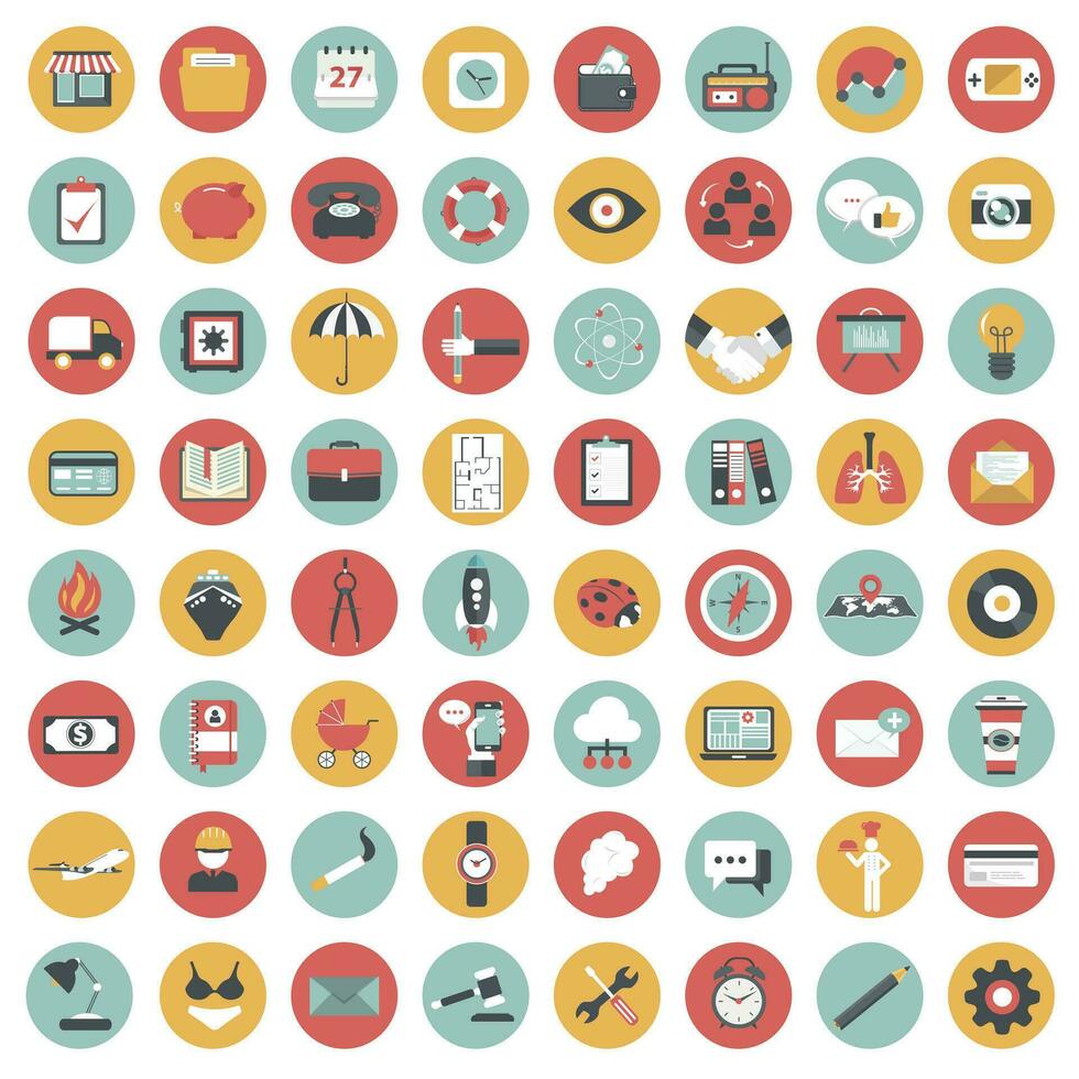 Icon set for websites and mobile applications. Universal set. Flat vector illustration