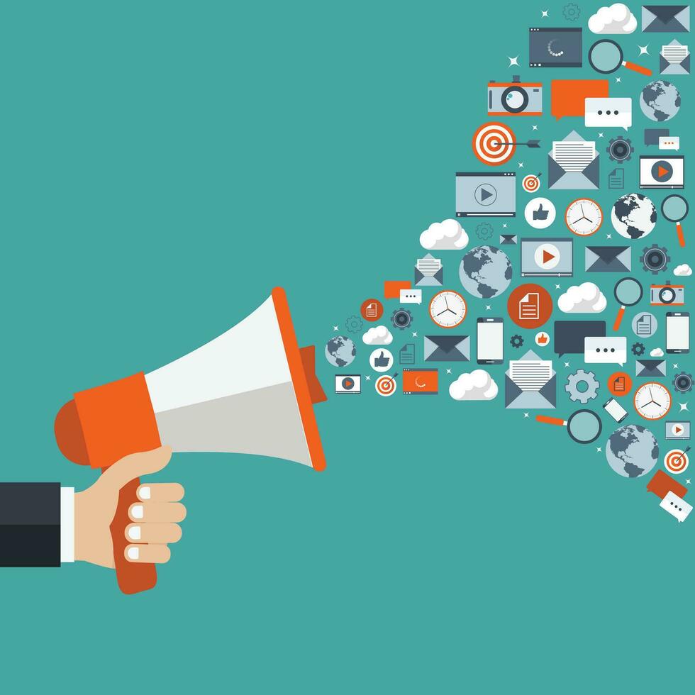 Digital marketing concept. Flat vector illustration.