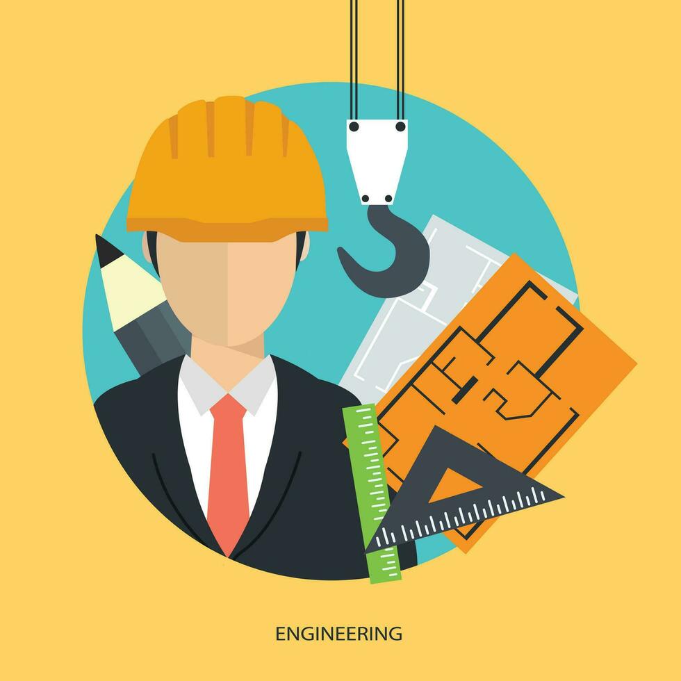 Success engineer work. Engineering technology concept. Flat vector illustration.