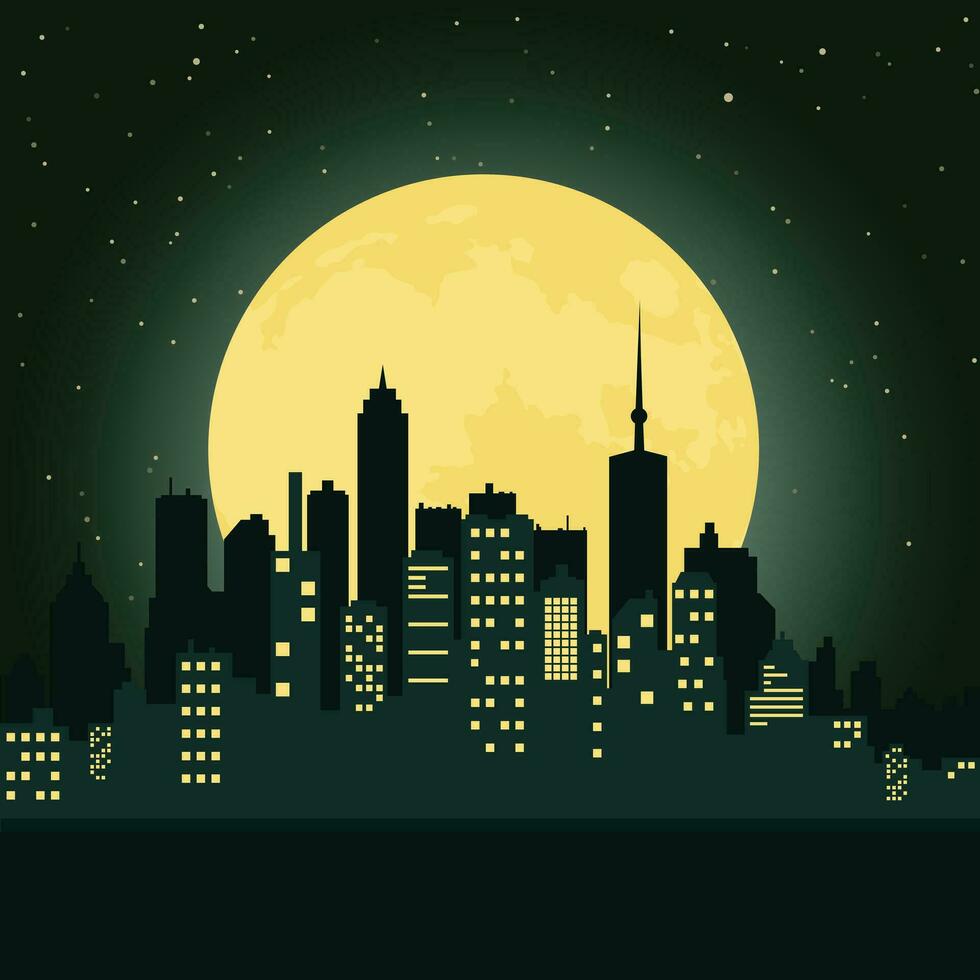 ciudad a noche. sencillo vector ilustración